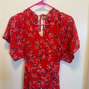 Red with small floral accent jumper